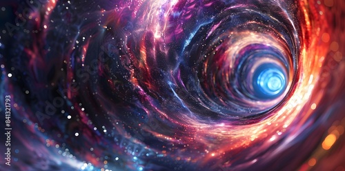 Abstract colorful spiral background with a black hole, wormhole or space time tunnel concept
