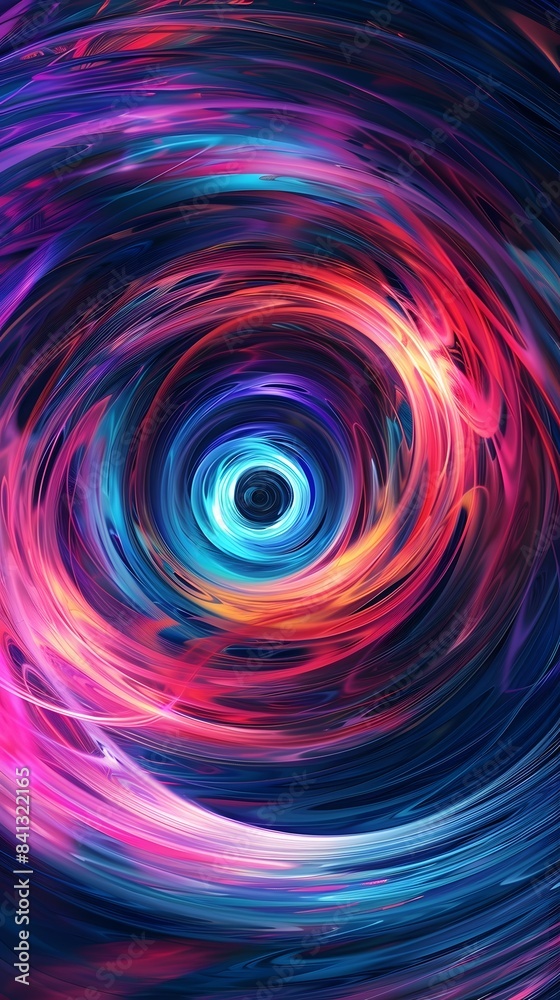 Obraz premium Abstract colorful spiral background with a black hole, wormhole or space time tunnel concept