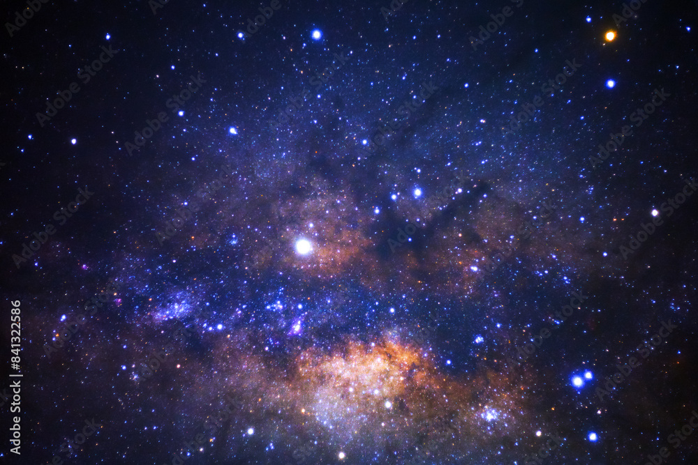 The center of Milky way galaxy with stars and space dust in the universe