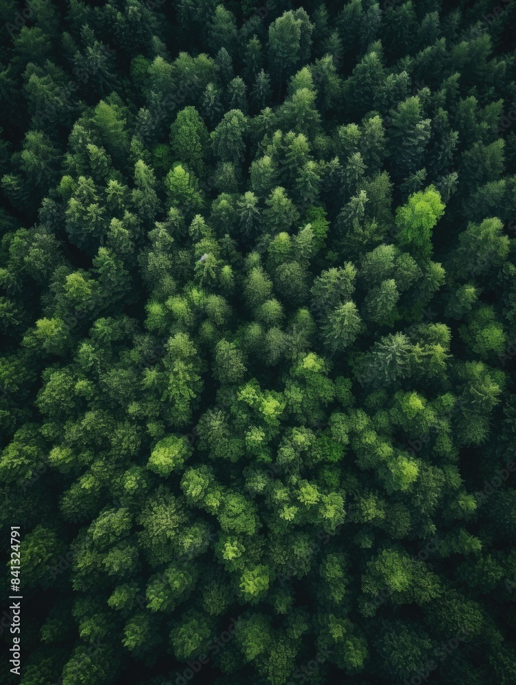 Aerial view of a dense forest with numerous green trees, ideal for nature and landscape photography Aerial view of a dense forest with numerous green trees, ideal for nature and landscape photography