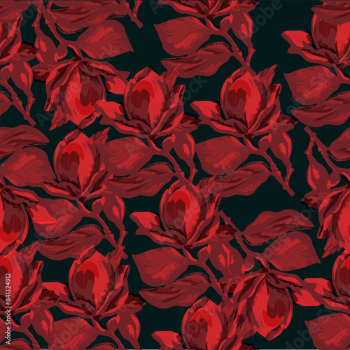 Vector floral pattern. Flowers on a colored background. Abstraction pattern for printing on paper, postcards, baby clothes, bed