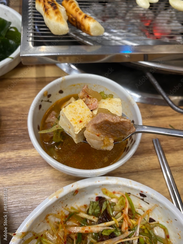 한국에서 먹은 점심 - 된장찌개 한국에서 먹은 점심 - 된장찌개