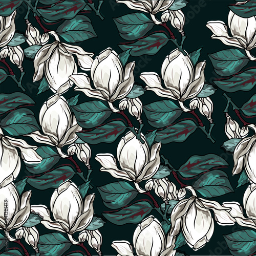 Vector floral pattern. Flowers on a colored background. Abstraction pattern for printing on paper, postcards, baby clothes, bed