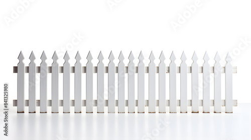White picket wooden fence outdoors isolated on white background