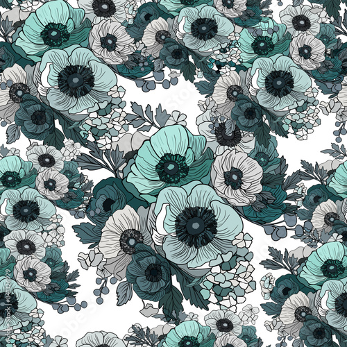 Vector floral pattern. Flowers on a colored background. Abstraction pattern for printing on paper, postcards, baby clothes, bed