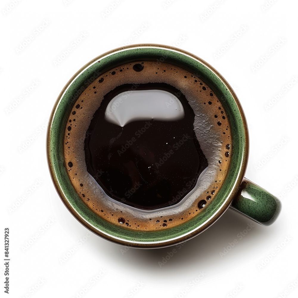 A freshly brewed cup of coffee on a white background, symbolizing a refreshing morning start during long summer days A freshly brewed cup of coffee on a white background, symbolizing a refreshing morning start during long summer days