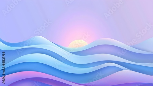 Light blue and purple background with waves  vector illustration in the style of simple lines  simple design in the style of flat style  minimalist style  high resolution  high quality  high detail  h