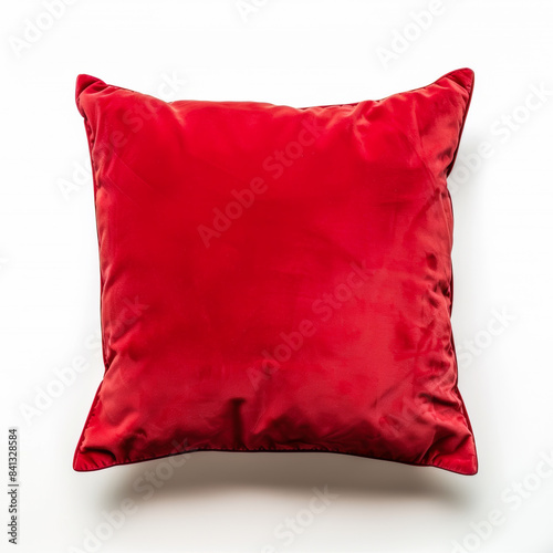 Vibrant red satin throw pillow isolated on a white background, perfect for summer home decor and seasonal interior design refreshes