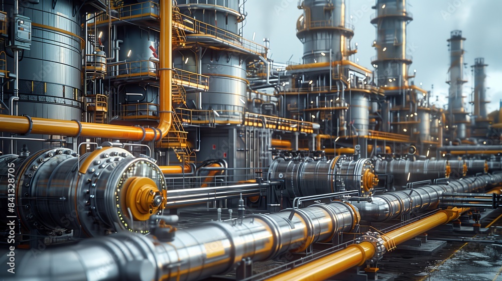 Detailed Industrial Piping and Machinery. Close-up view of detailed industrial piping and machinery, highlighting the complexity and precision of the equipment. Detailed Industrial Piping and Machinery. Close-up view of detailed industrial piping and machinery, highlighting the complexity and precision of the equipment.
