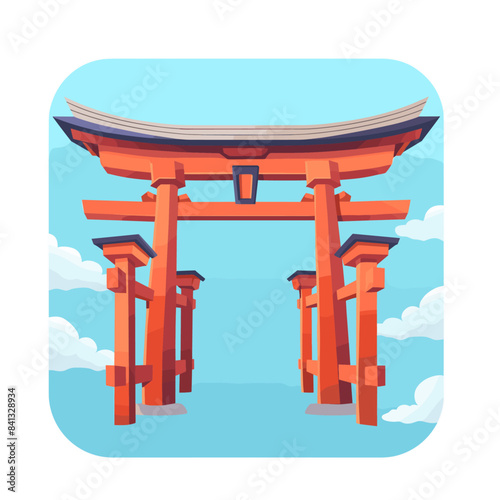 Simple vector illustration of a red torii gate