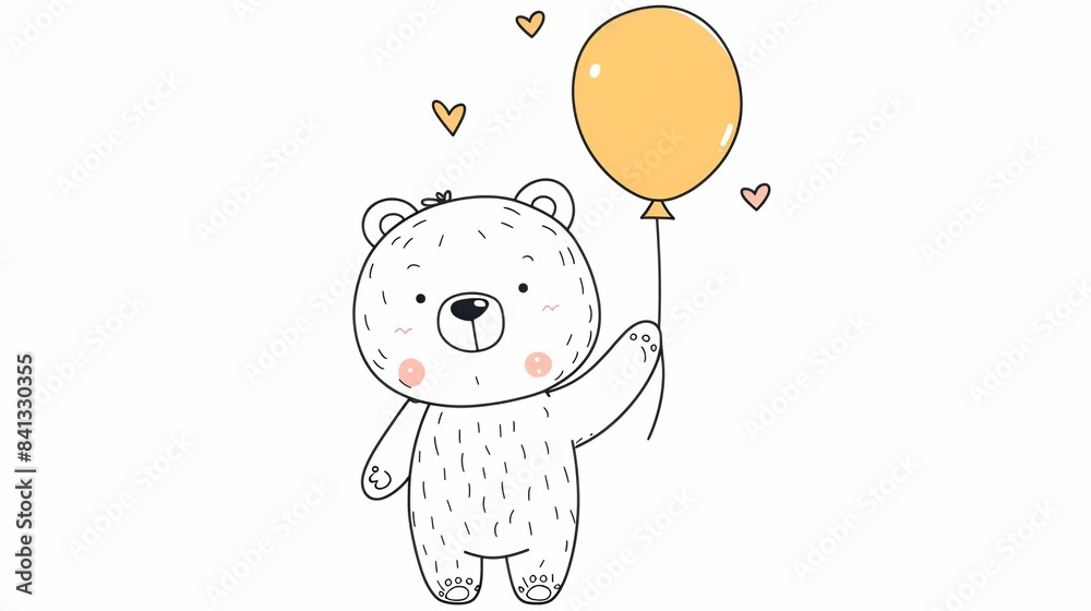 Coloring pictures of a cute bear holding a balloon. Coloring pictures of a cute bear holding a balloon.