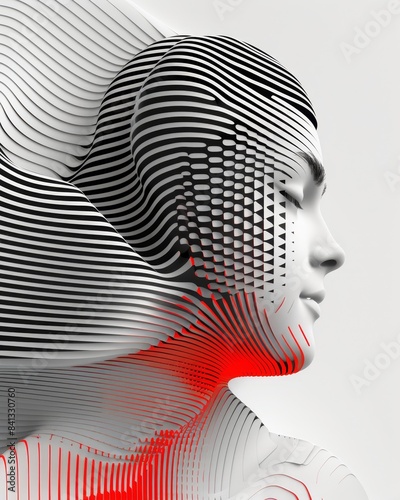 Intricate patterns emerge from red and black lines creating a captivating visual display