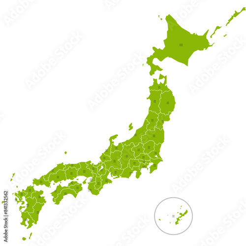 都道府県の名称入りのプレーンな日本地図