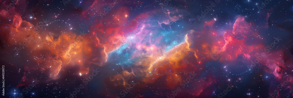 Vibrant cosmic nebula in deep space with swirling colors and sparkling stars, showcasing the beauty and grandeur of the universe in a mesmerizing, celestial scene.. Vibrant cosmic nebula in deep space with swirling colors and sparkling stars, showcasing the beauty and grandeur of the universe in a mesmerizing, celestial scene..