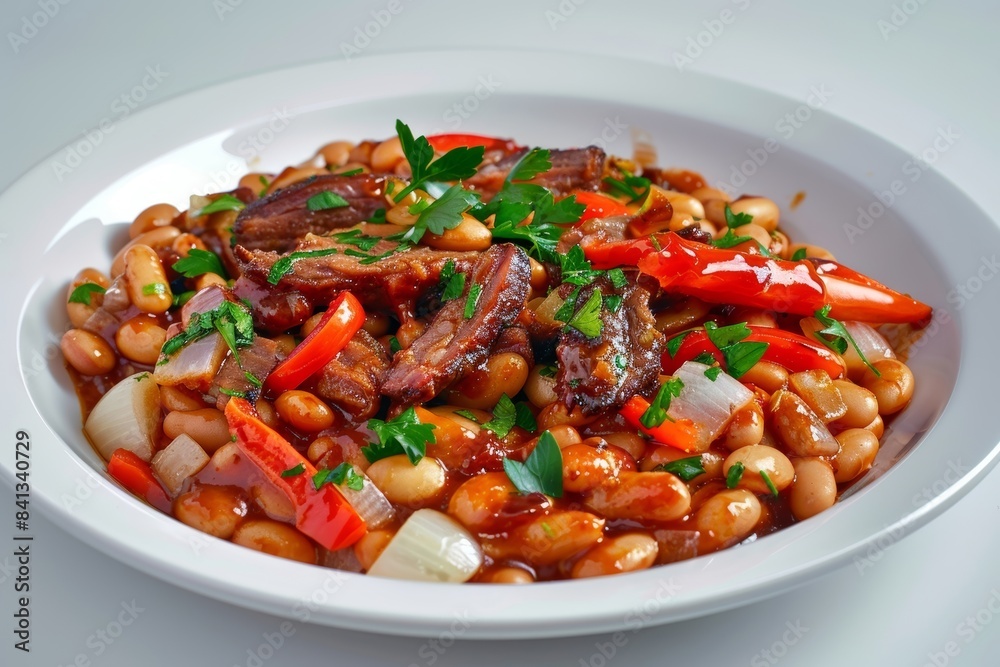 Savory and Aromatic Barbeque Baked Beans with Tender Meat