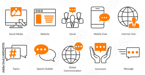 A set of 10 mix icons as social, website, social