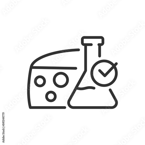 Chemical analysis of the cheese, linear icon. Cheese making stage. Line with editable stroke