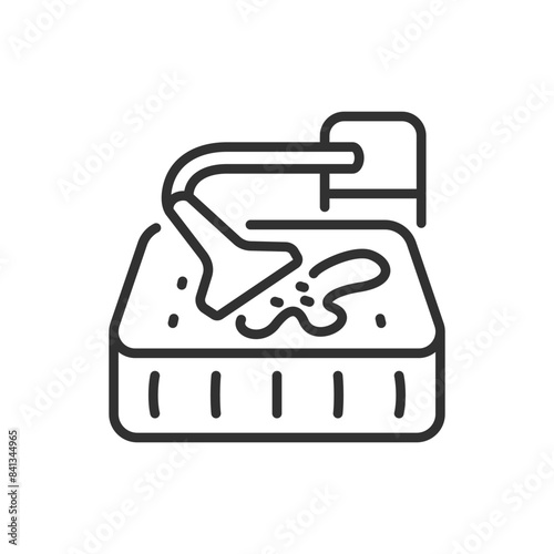 Cleaning a mattress, linear icon. Washing hoover and mattress. Line with editable stroke