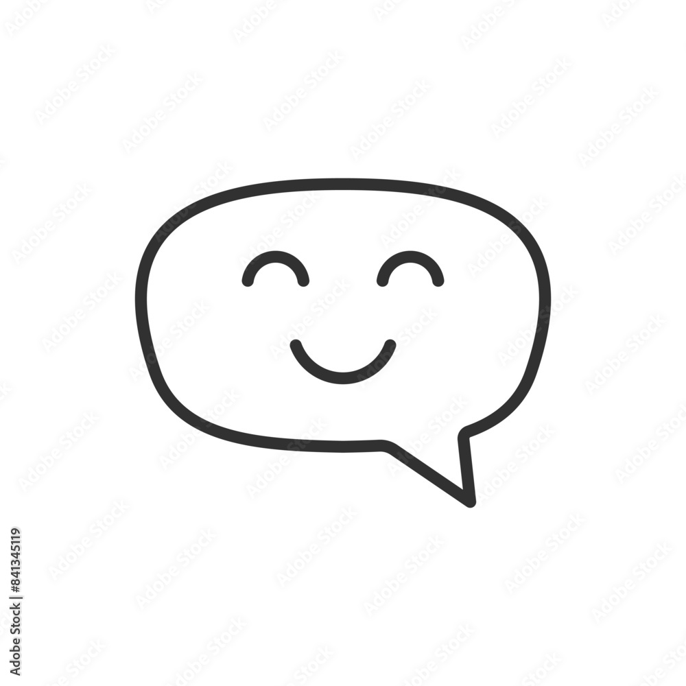 Speech bubble with a smile, linear icon. Line with editable stroke Speech bubble with a smile, linear icon. Line with editable stroke