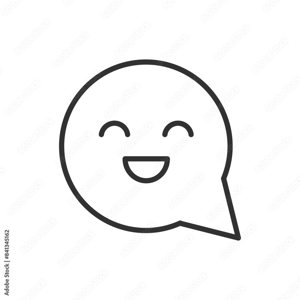 Speech bubble with a smile, linear icon. Line with editable stroke Speech bubble with a smile, linear icon. Line with editable stroke