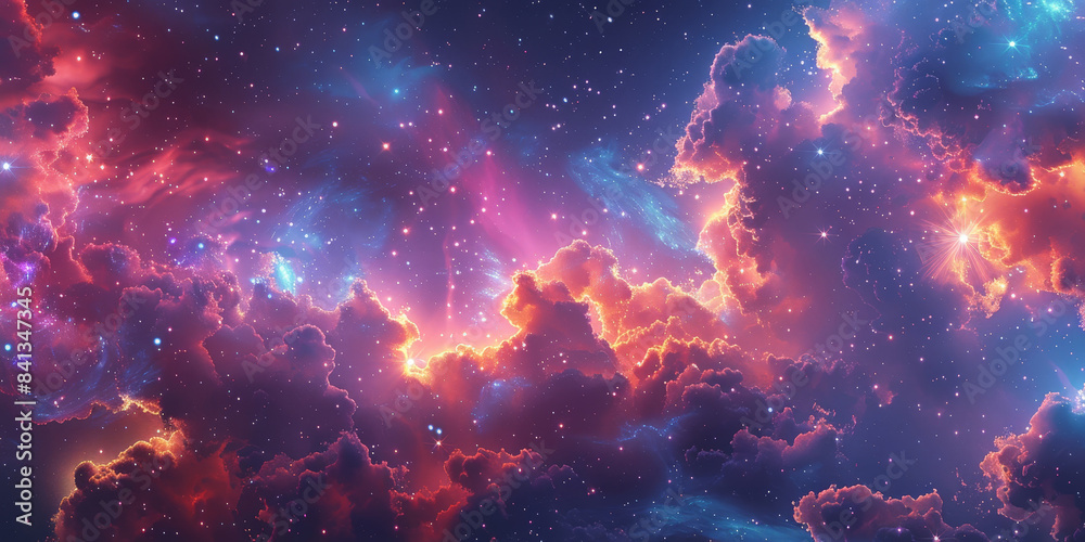 Vibrant cosmic nebula in deep space with swirling colors and sparkling stars, showcasing the beauty and grandeur of the universe in a mesmerizing, celestial scene.. Vibrant cosmic nebula in deep space with swirling colors and sparkling stars, showcasing the beauty and grandeur of the universe in a mesmerizing, celestial scene..
