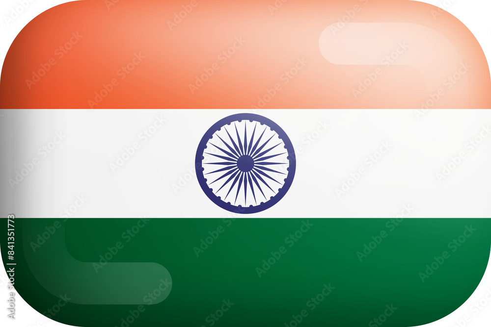 Obraz premium India Official National Flag 3D Rounded Glossy Icon Isolate Design Element