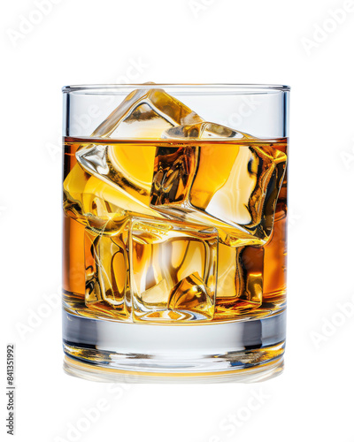 PNG of A classic rum and coke served in a glass with ice cubes, perfect for a refreshing drink.