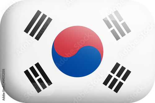 South Korea Official National Flag 3D Rounded Glossy Icon Isolate Design Element