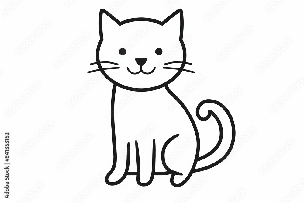 colouring book page, a simple line art drawing of an outline of cat, white background, cute and adorable, cute cartoon style, simple lines, simple shapes, flat design, minimalism, simple, no color, si colouring book page, a simple line art drawing of an outline of cat, white background, cute and adorable, cute cartoon style, simple lines, simple shapes, flat design, minimalism, simple, no color, si