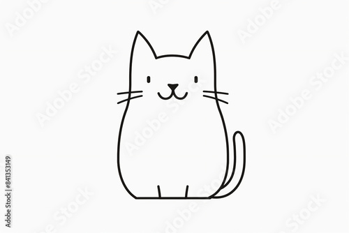 colouring book page, a simple line art drawing of an outline of cat, white background, cute and adorable, cute cartoon style, simple lines, simple shapes, flat design, minimalism, simple, no color, si