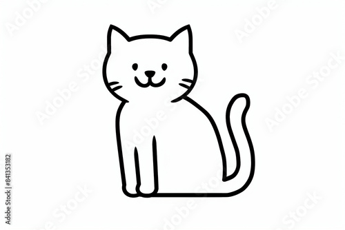 colouring book page, a simple line art drawing of an outline of cat, white background, cute and adorable, cute cartoon style, simple lines, simple shapes, flat design, minimalism, simple, no color, si