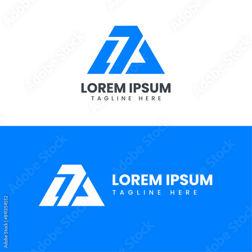 Modern N and V letter logo design. Blue Triangle Logo design vector Template.