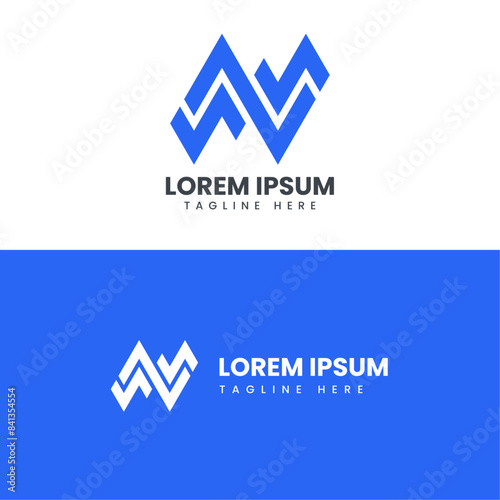 Blue and White Letter N Logo. N letter Up finance corporate logo design vector template.