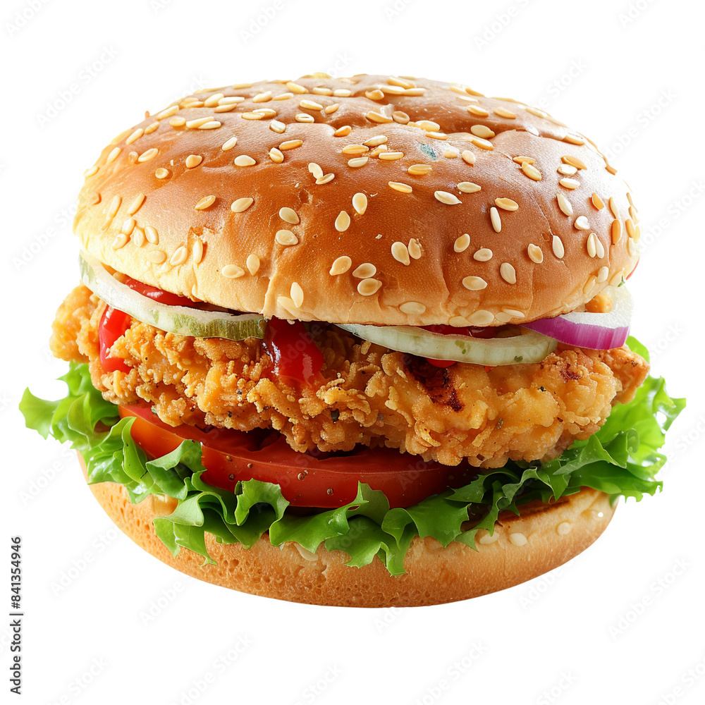 fast food hamburger beef patty and chicken isolated on transparent background fast food hamburger beef patty and chicken isolated on transparent background