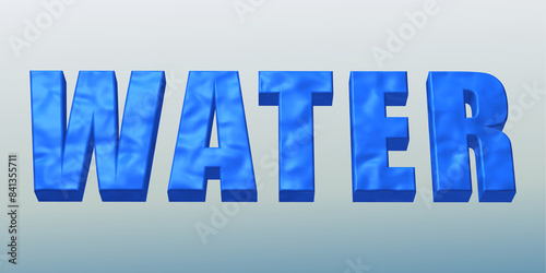 the word water in capital letters with liquid blue texture