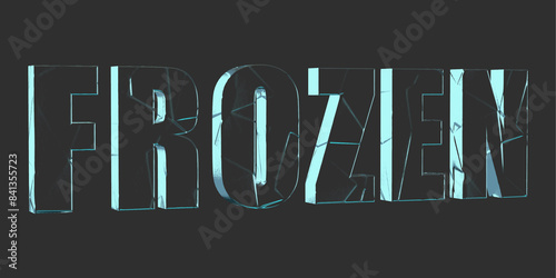 the word frozen written in 3d with the texture of ice