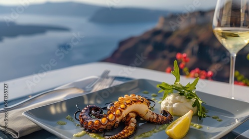 Santorini Gastronomic Experience Grilled Octopus, Assyrtiko Wine, Spectacular Horizon View
 photo