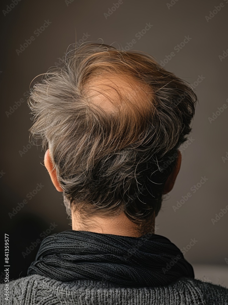  the back view of a person with hair loss 