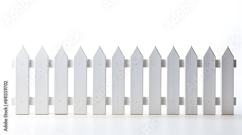 White picket wooden fence outdoors isolated on white background