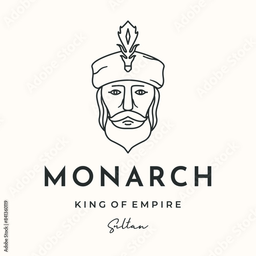 arabian king line art logo vector minimalist illustration design, prince sultan logo design
