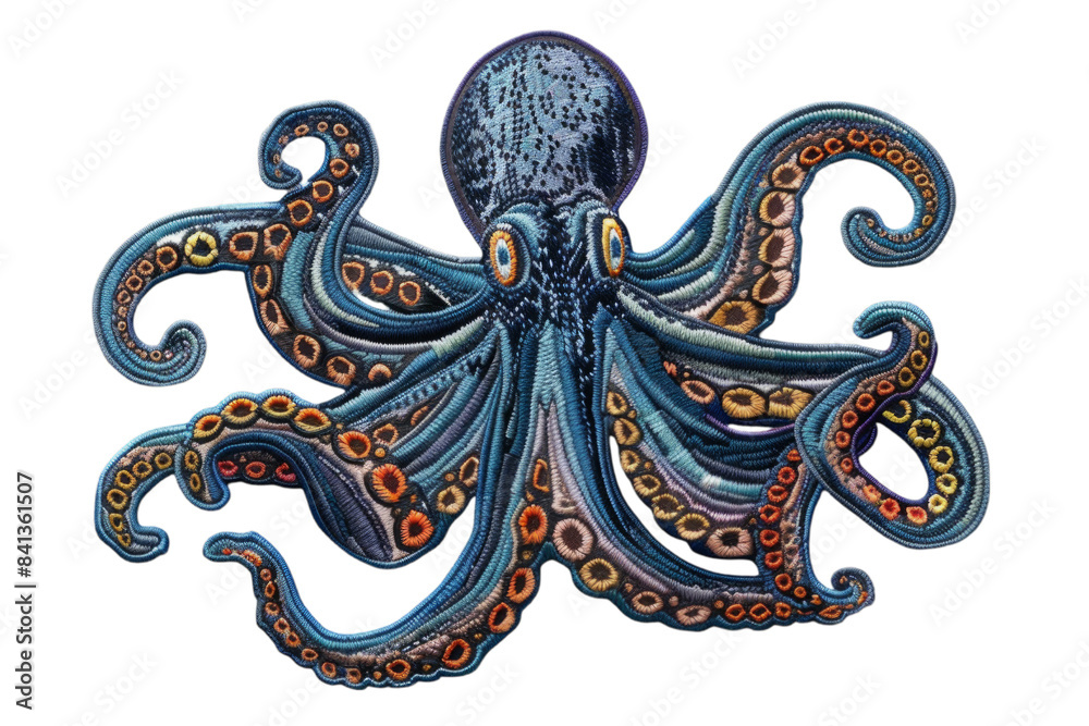 Naklejka premium Colorful Intricate Octopus Art with Detailed Patterns and Vibrant Tentacles