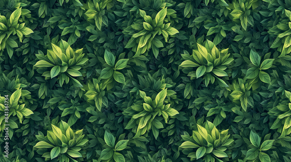 Close-up 2D seamless texture of green leaves