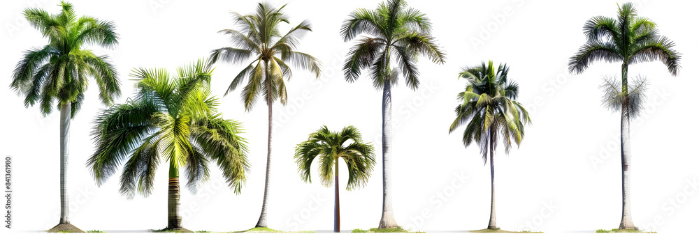 Fototapeta premium Collection of Palm trees isolated on white background