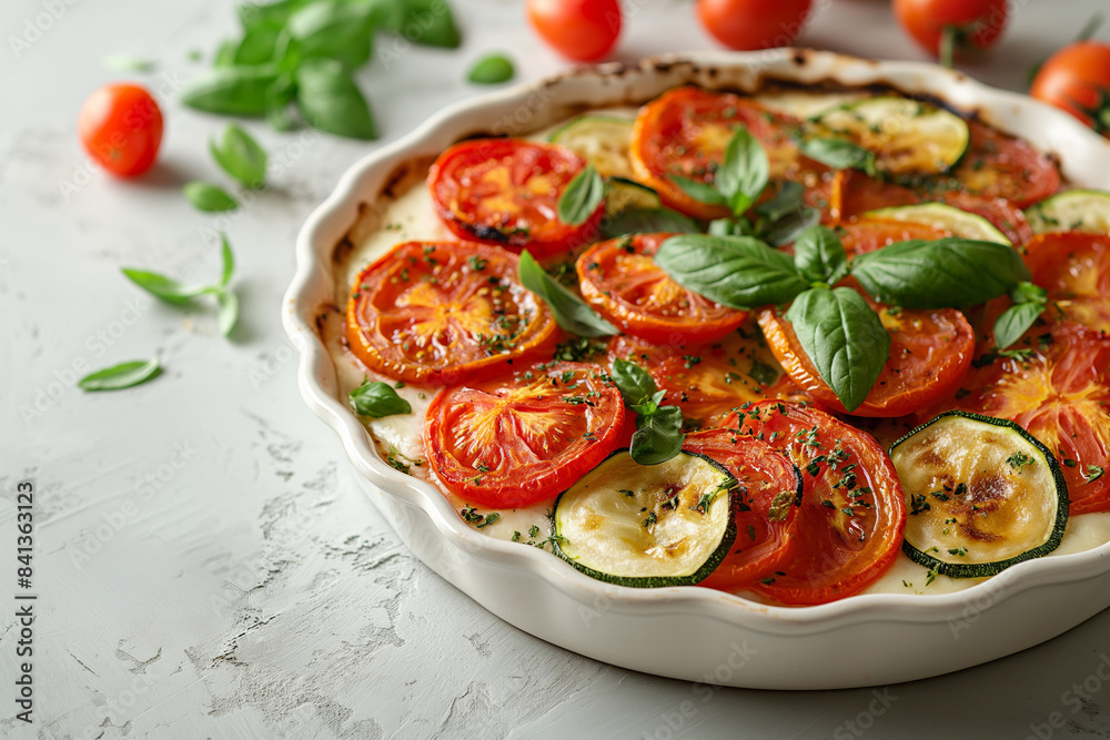 Baked zucchini with tomatoes, with parmesan Cheese Baked zucchini with tomatoes, with parmesan Cheese