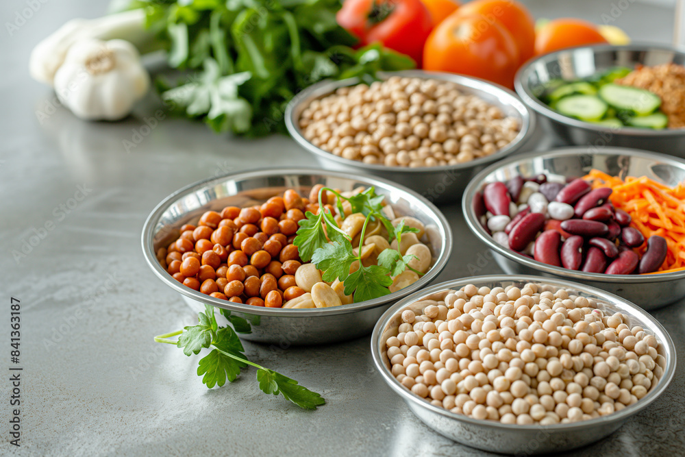 A diverse composition of nutritious food items elegantly presented in a balanced arrangement. Vegetarian Balanced Food A diverse composition of nutritious food items elegantly presented in a balanced arrangement. Vegetarian Balanced Food