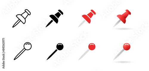 Push pin icon. Paper clip symbol. Thumbtack vector illustration.