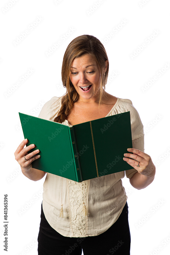 Reading a big green book Reading a big green book