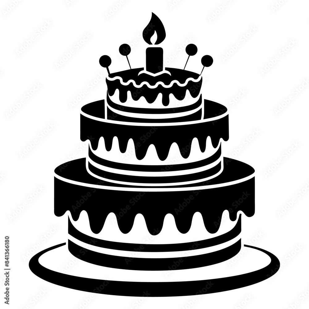 Birthday cake black silhouette illustration Birthday cake black silhouette illustration
