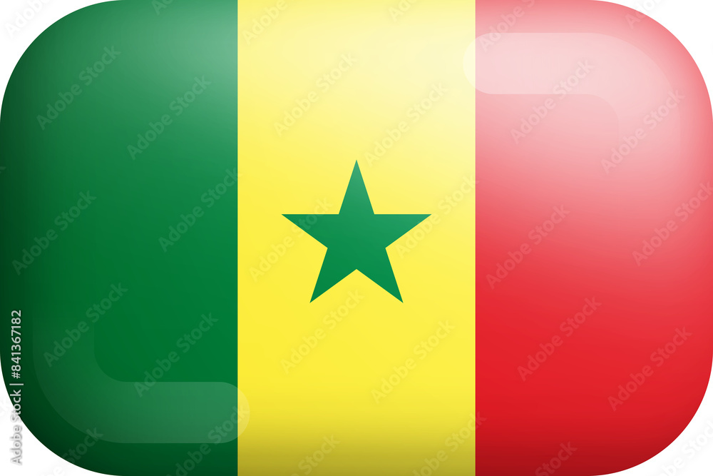 Senegal National Flag 3D Rounded Glossy Icon Isolated Design Element Senegal National Flag 3D Rounded Glossy Icon Isolated Design Element