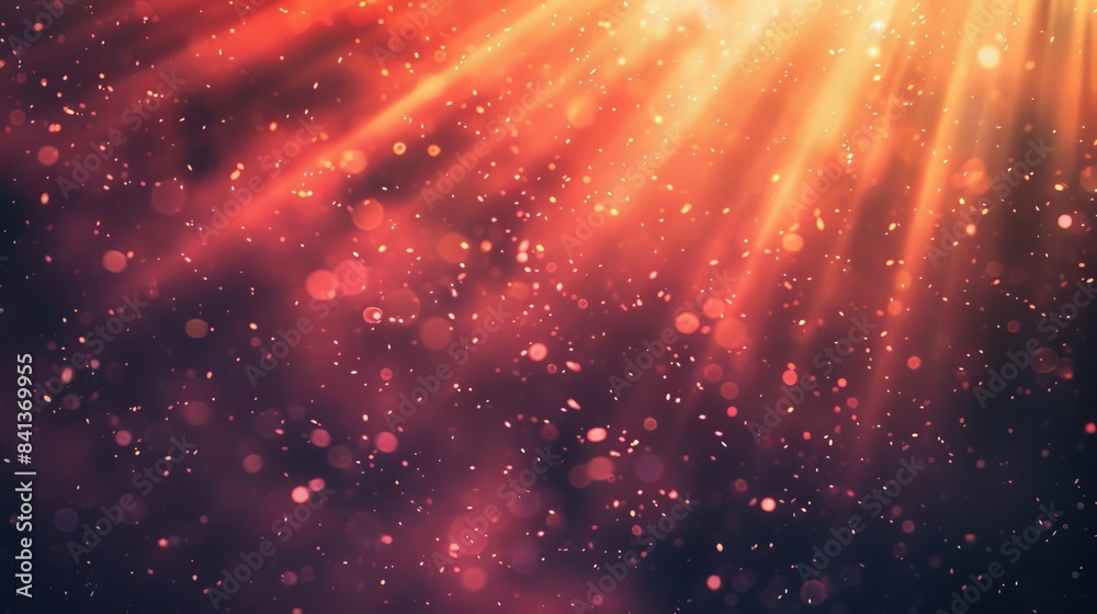 Fototapeta premium Ethereal pink light burst abstract radiant rays on dark pink with lavender and golden sparkles